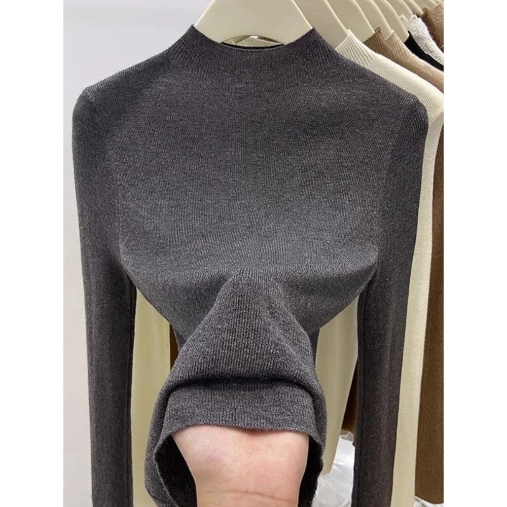 Womens Slim Turtleneck Sweater Korean Style Knit Base Layer Pullover Warm Casual Autumn Winter Top 7