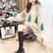 Womens Christmas Snowflake Sweater Korean Style Color Block Knit Pullover Thick Winter Round Neck S 5