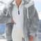 Womens Oversized Fleece Jacket Hooded Plush Winter Coat Casual Zip Up Warm Y2K Style Jacket 0