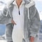 Womens Oversized Fleece Jacket Hooded Plush Winter Coat Casual Zip Up Warm Y2K Style Jacket 0