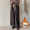 Womens Fleece Wide Leg Pants Warm Elastic Waist Winter Trousers Casual Loose Straight Leg Pants 5