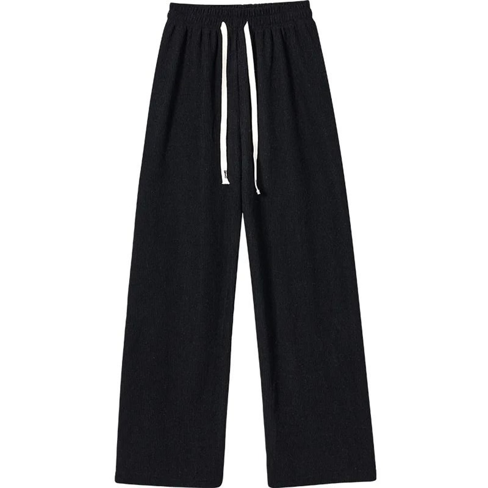 Womens Fleece Wide Leg Pants Warm Elastic Waist Winter Trousers Casual Loose Straight Leg Pants 7