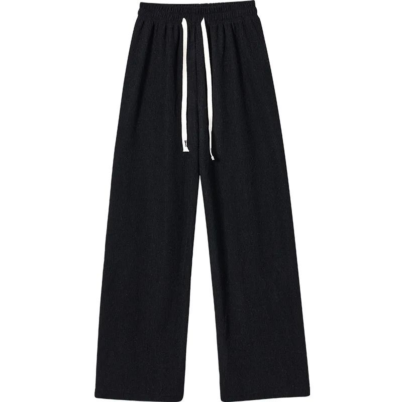Womens Fleece Wide Leg Pants Warm Elastic Waist Winter Trousers Casual Loose Straight Leg Pants 7