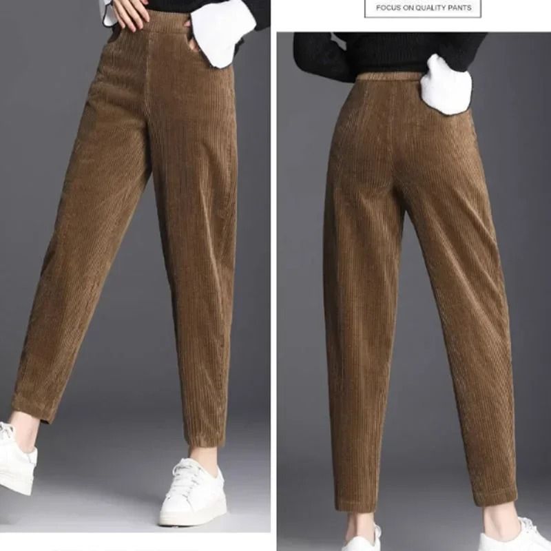 Womens Corduroy Harem Pants Warm High Waist Winter Trousers Plush Lined Casual Autumn Winter Pants 6