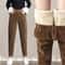 Womens Corduroy Harem Pants Warm High Waist Winter Trousers Plush Lined Casual Autumn Winter Pants 7