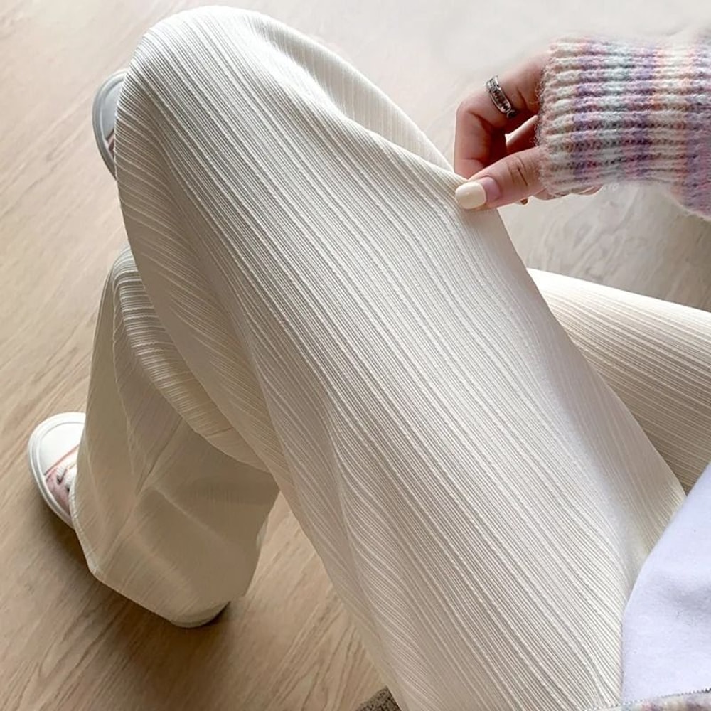 Womens Fleece Lined Wide Leg Pants Cozy High Waist Winter Pants Thick Casual Straight Leg Trousers 9