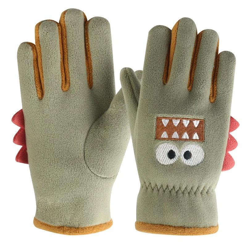 Cute Kids Winter Gloves Cartoon Polar Fleece Warm Cycling Gloves 4