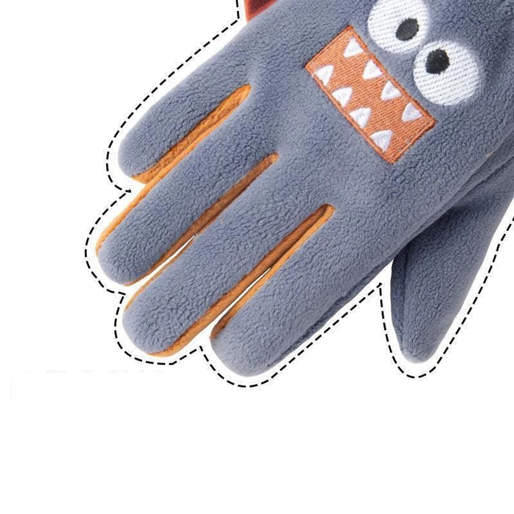 Cute Kids Winter Gloves Cartoon Polar Fleece Warm Cycling Gloves 11