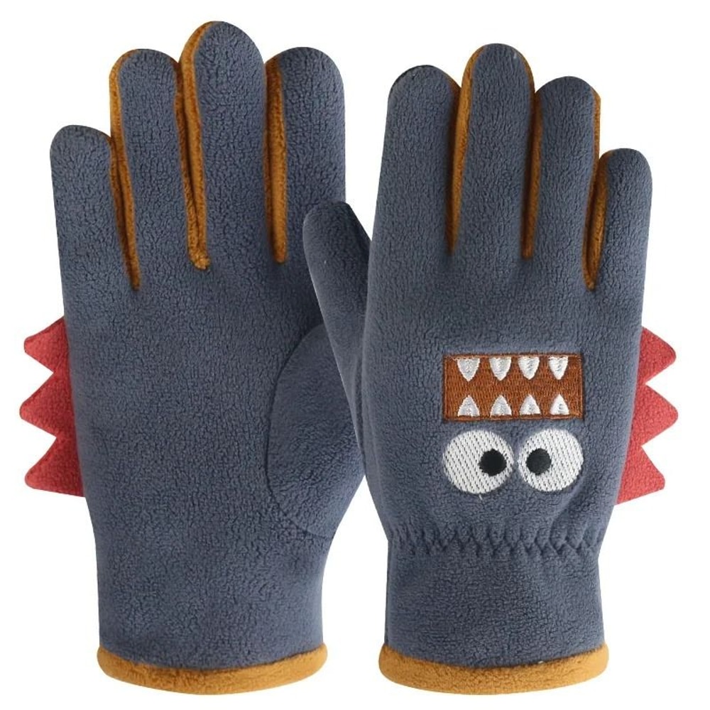 Cute Kids Winter Gloves Cartoon Polar Fleece Warm Cycling Gloves 6