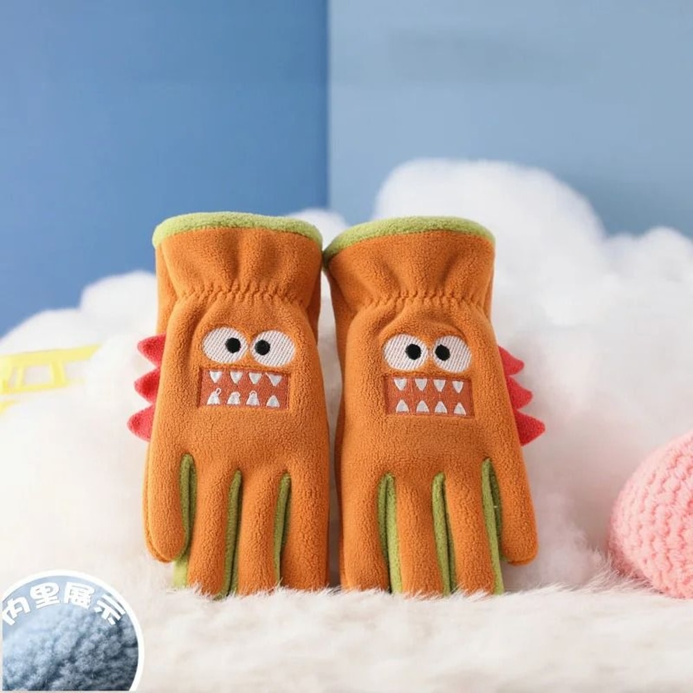 Cute Kids Winter Gloves Cartoon Polar Fleece Warm Cycling Gloves 9
