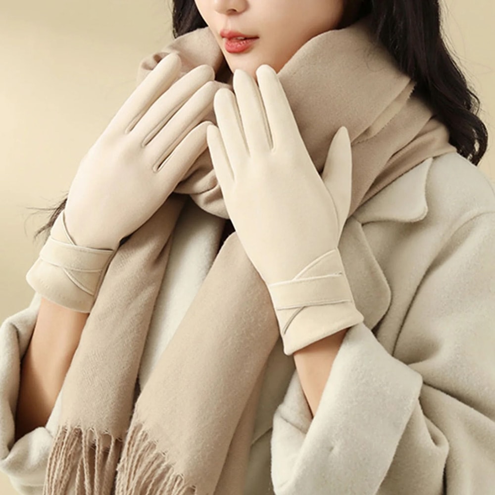 Warm Womens Touchscreen Gloves Fleece Lined Windproof Winter Riding Gloves 6