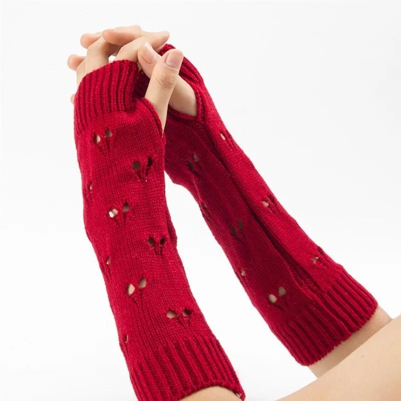 Stylish Arm Warmers Fingerless Gloves Y2K Fairy Grunge Goth Knit Sleeves 11