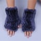Luxury Rex Rabbit Fur Fingerless Gloves Fluffy Womens Winter Wrist Warmers 2