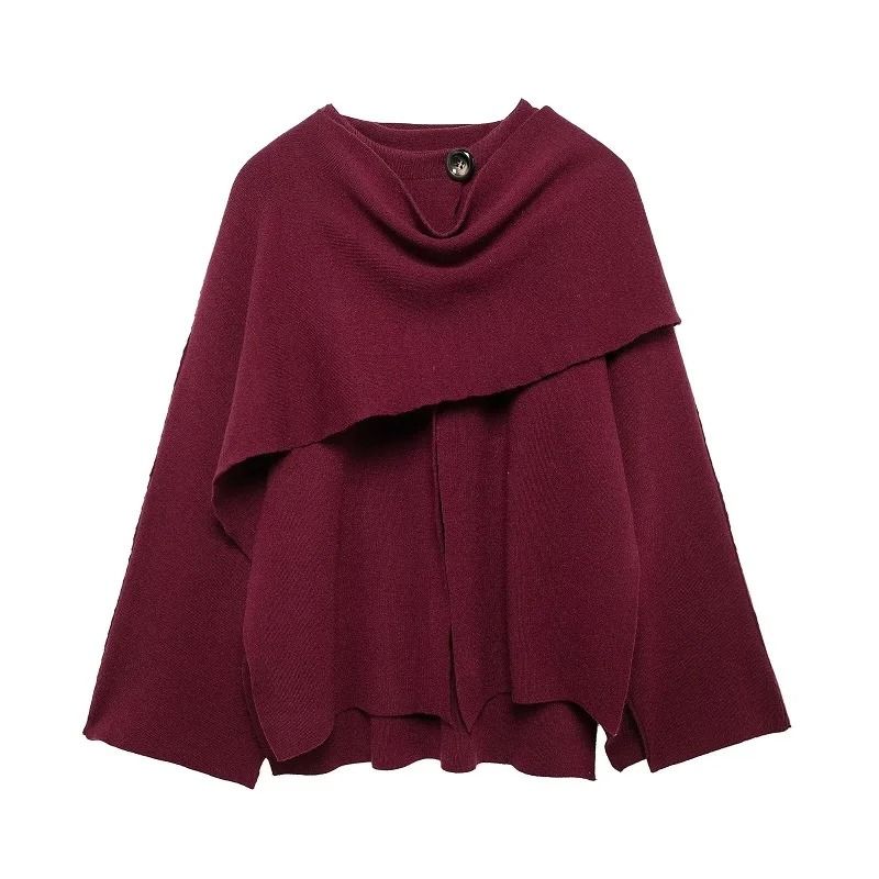 Elegant Womens Knit Cape Coat Scarf Collar Winter Poncho Cardigan 7