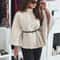 Elegant Womens Batwing Sleeve Poncho Coat Tweed Waist Cinching Winter Cape 6