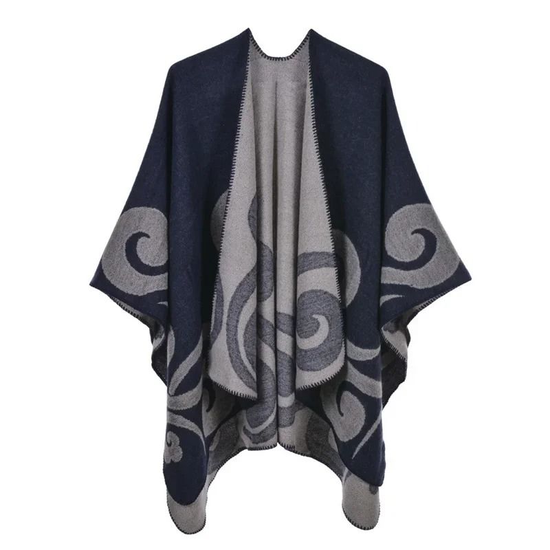 Elegant Womens Cashmere Style Poncho Scarf Warm Winter Shawl Wrap 3