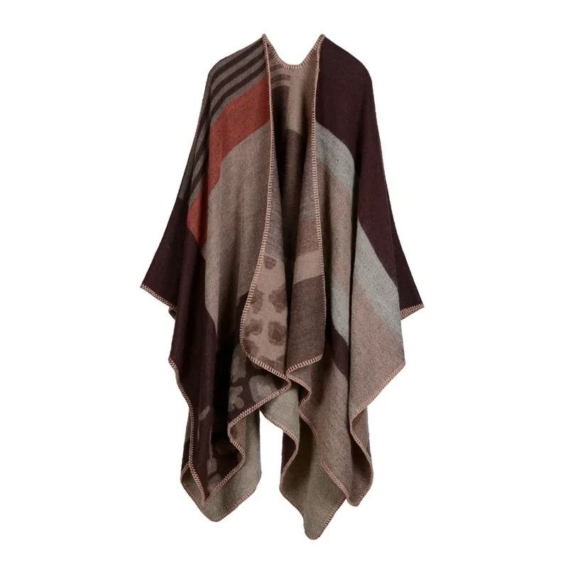 Elegant Womens Cashmere Style Poncho Scarf Warm Winter Shawl Wrap 7