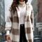 Cozy Womens Color Block Cardigan Thick Ribbed Winter Knit Sweater 3
