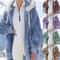Cozy Womens Plush Hooded Jacket Loose Zip Up Winter Fleece Coat 0