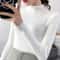 Elegant Womens Mock Neck Knit Sweater Slim Fit Korean Style Pullover 11