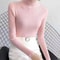 Elegant Womens Mock Neck Knit Sweater Slim Fit Korean Style Pullover 1