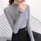 Elegant Womens Mock Neck Knit Sweater Slim Fit Korean Style Pullover 6