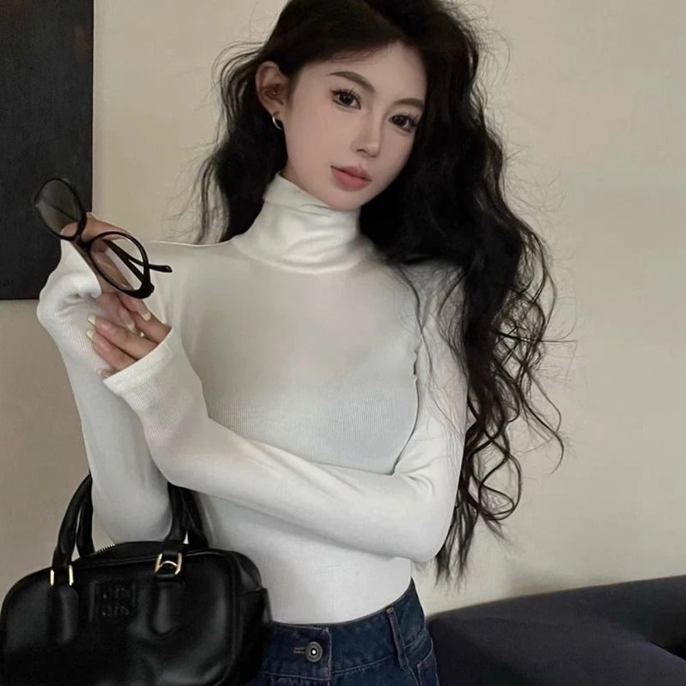 Classic Womens Turtleneck Sweater Warm Thermal Long Sleeve Knit Pullover 10