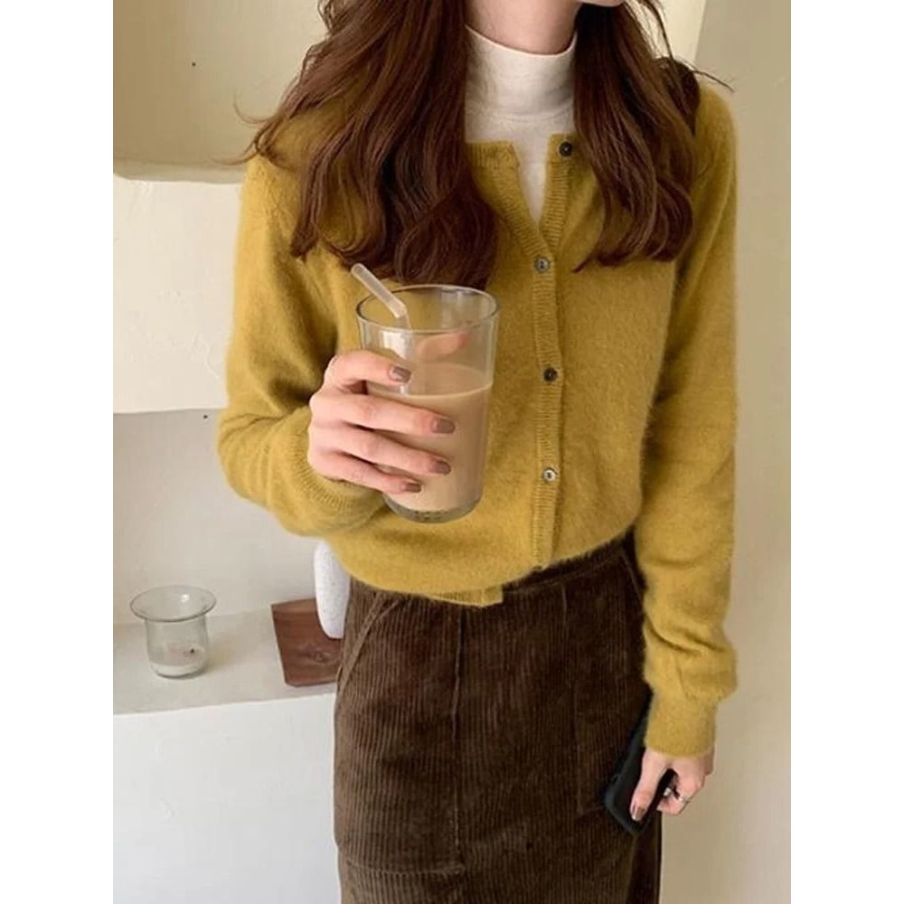 Elegant Womens Knit Button Cardigan Casual Loose Long Sleeve Winter Sweater 11