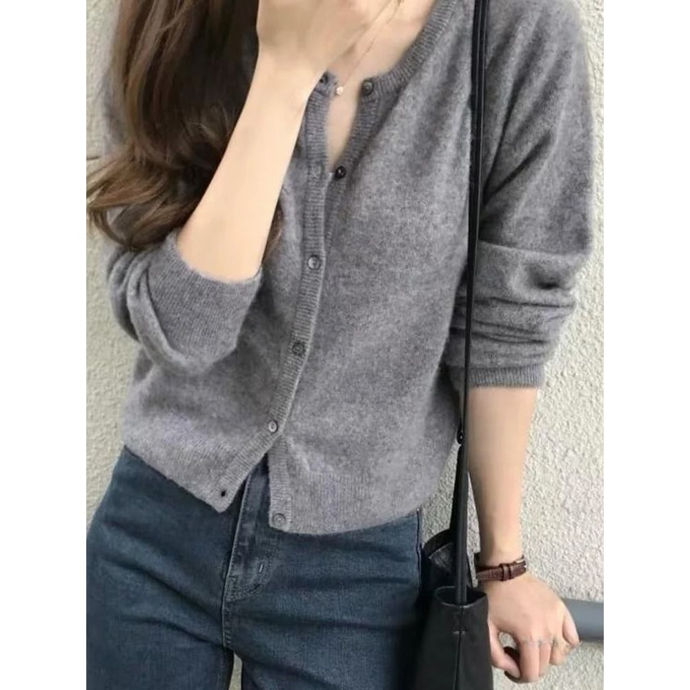 Elegant Womens Knit Button Cardigan Casual Loose Long Sleeve Winter Sweater 10