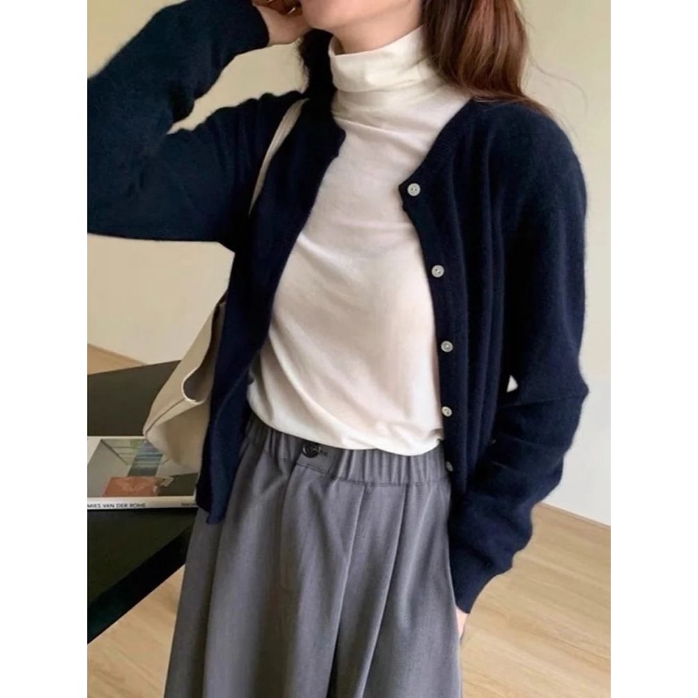 Elegant Womens Knit Button Cardigan Casual Loose Long Sleeve Winter Sweater 4