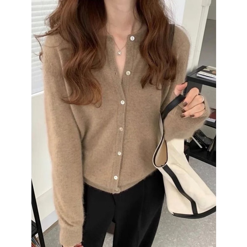 Elegant Womens Knit Button Cardigan Casual Loose Long Sleeve Winter Sweater 5