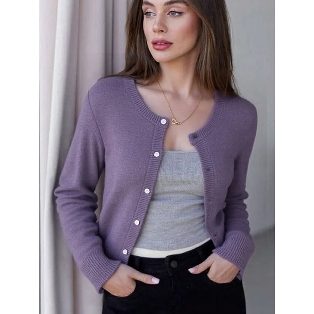Elegant Womens Knit Button Cardigan Casual Loose Long Sleeve Winter Sweater 0