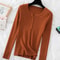 Chic Womens V Neck Knit Sweater Korean Style Button Slim Fit Pullover 1