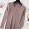 Chic Womens V Neck Knit Sweater Korean Style Button Slim Fit Pullover 9