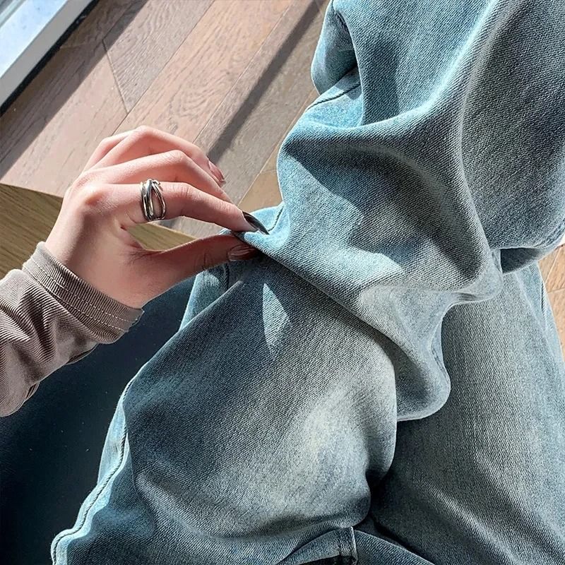 Womens High Waist Wide Leg Jeans Relaxed Fit Straight Denim Pants 4