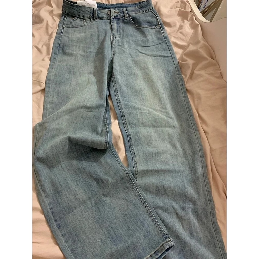 Womens High Waist Bootcut Wide Leg Jeans Relaxed Fit Denim Pants 3