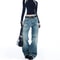 Womens High Waist Ripped Flared Jeans Y2K Street Style Denim Pants 2