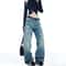 Womens High Waist Ripped Flared Jeans Y2K Street Style Denim Pants 3