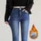 Womens Fleece Lined Thermal Jeans Warm Stretch Skinny Winter Denim Pants 2