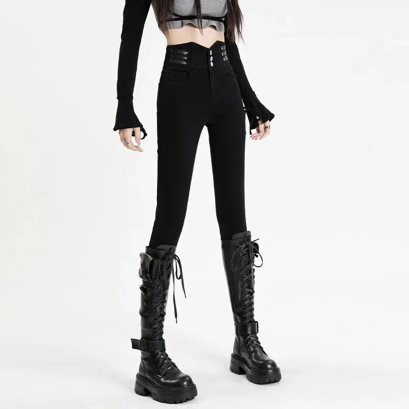 Womens High Waist Fleece Lined Skinny Jeans Warm Stretch Winter Denim Pants 1