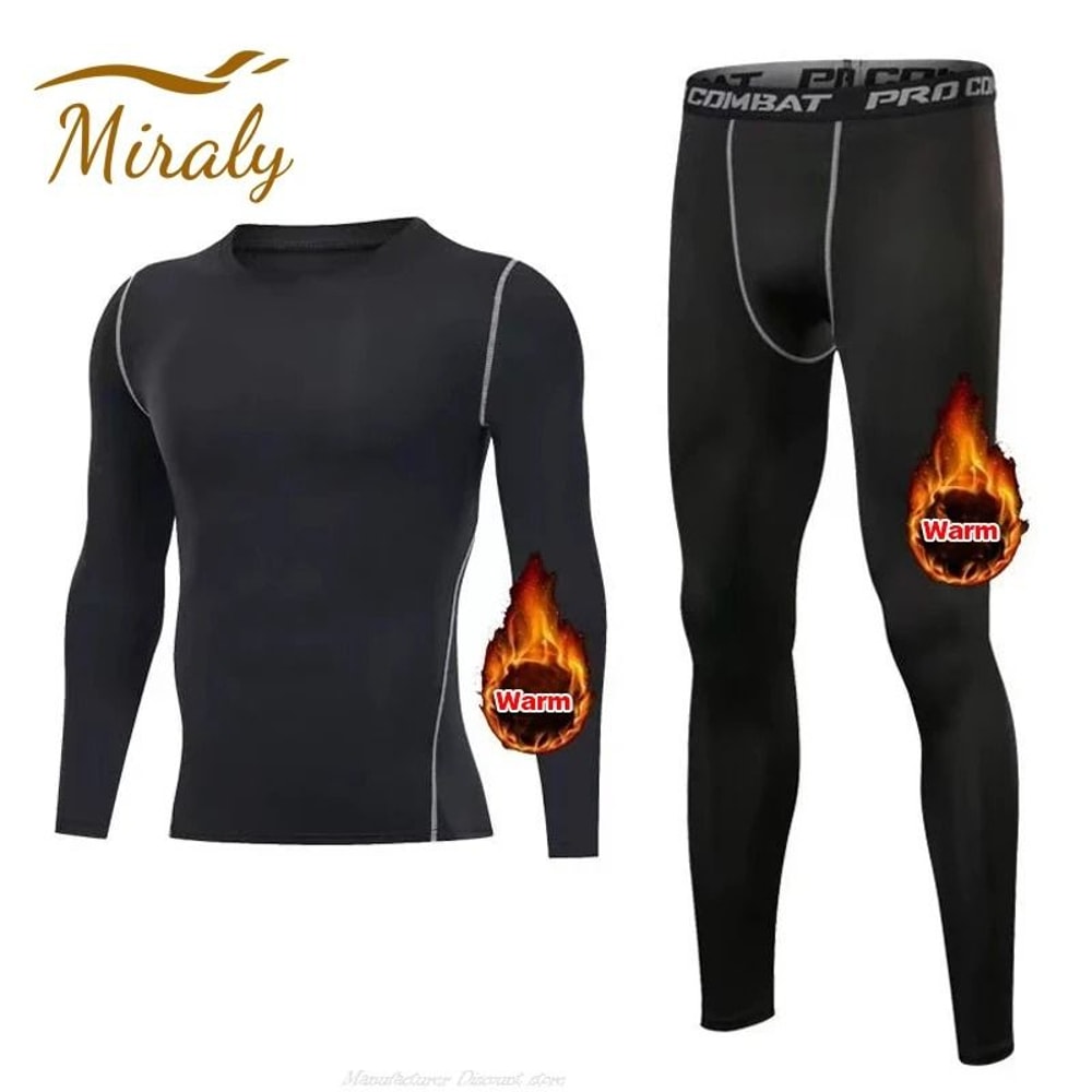 Mens Fleece Thermal Underwear Set Winter Warm Compression Long Johns 11