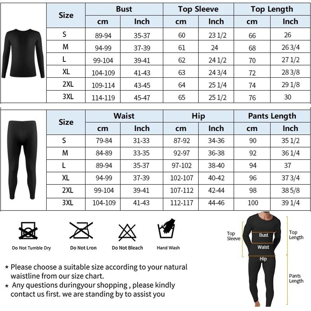 Mens Thermal Underwear Set Warm Breathable Long Johns Base Layer 4
