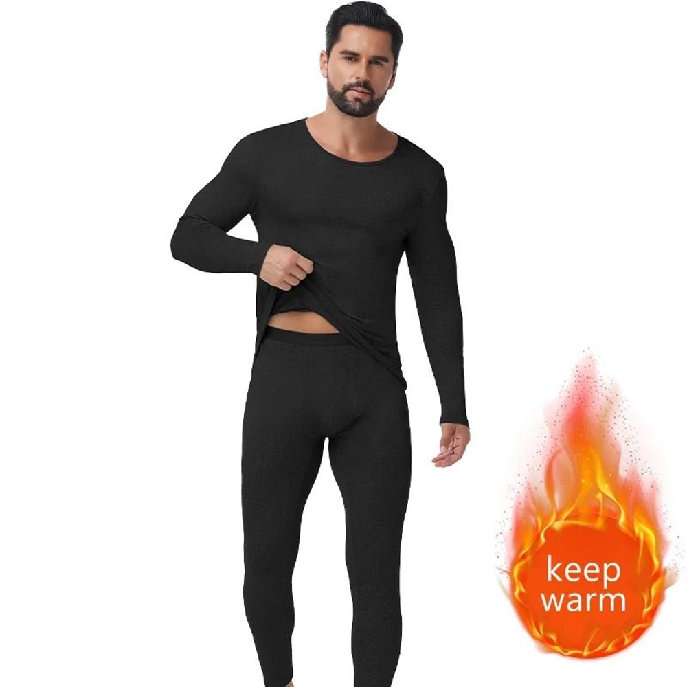 Mens Thermal Underwear Set Warm Breathable Long Johns Base Layer 1