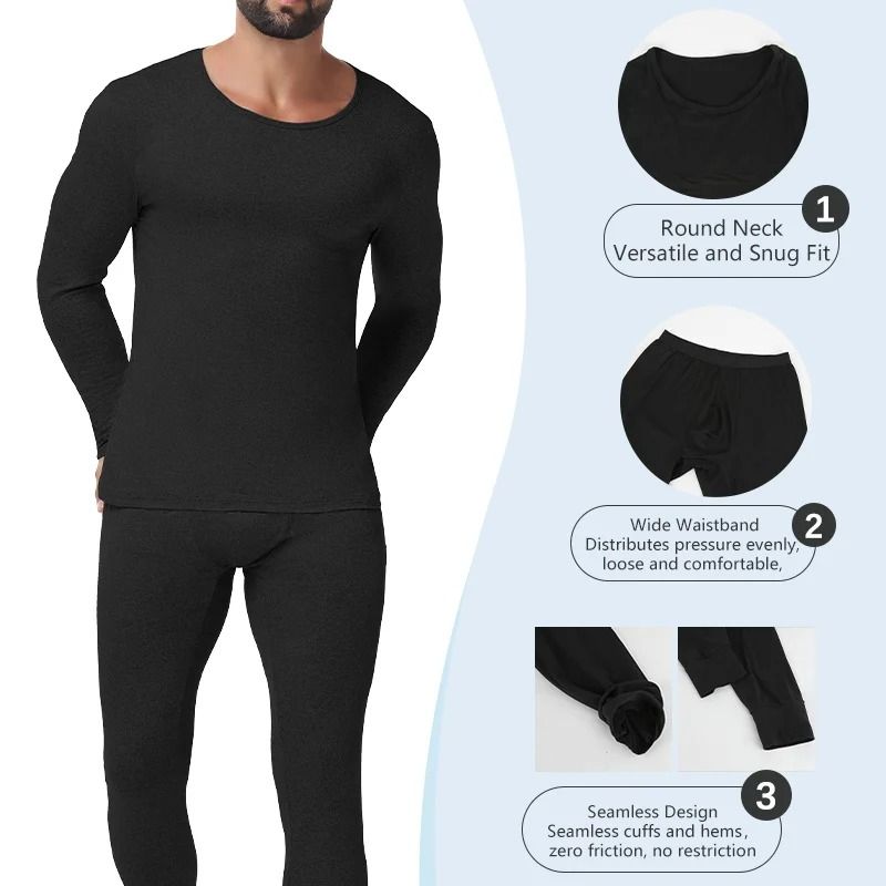 Mens Thermal Underwear Set Warm Breathable Long Johns Base Layer 6