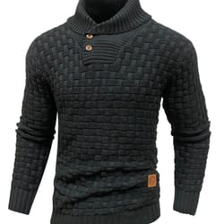 mens casual knit sweater crew neck warm ribbed pullover