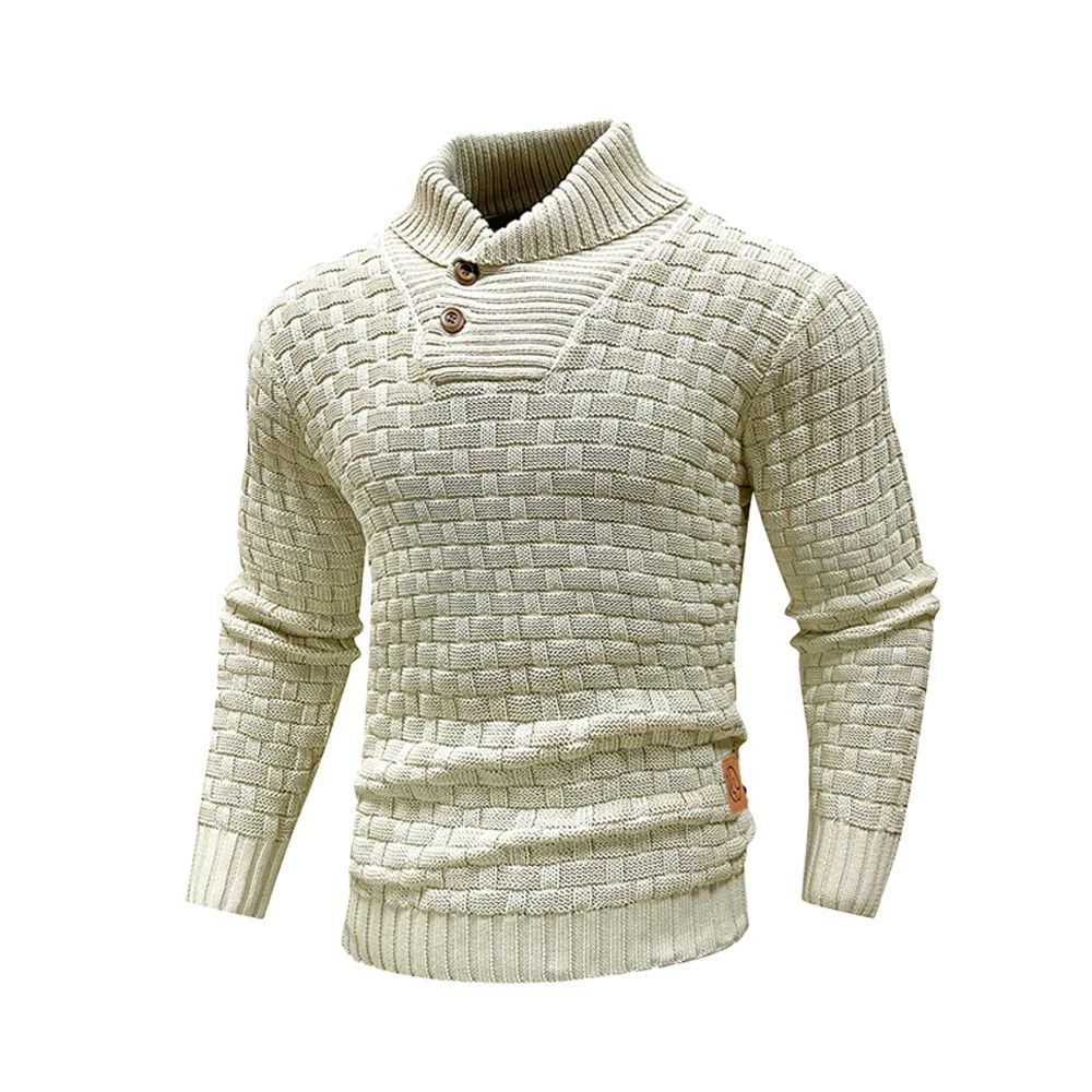 Mens Casual Knit Sweater Crew Neck Warm Ribbed Pullover 4