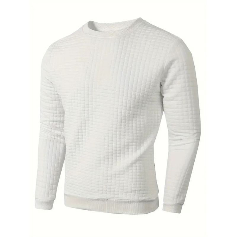 Mens Jacquard Knit Sweater Crew Neck Slim Fit Casual Pullover 10