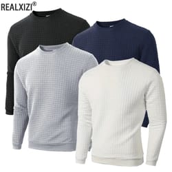 mens jacquard knit sweater crew neck slim fit casual pullover