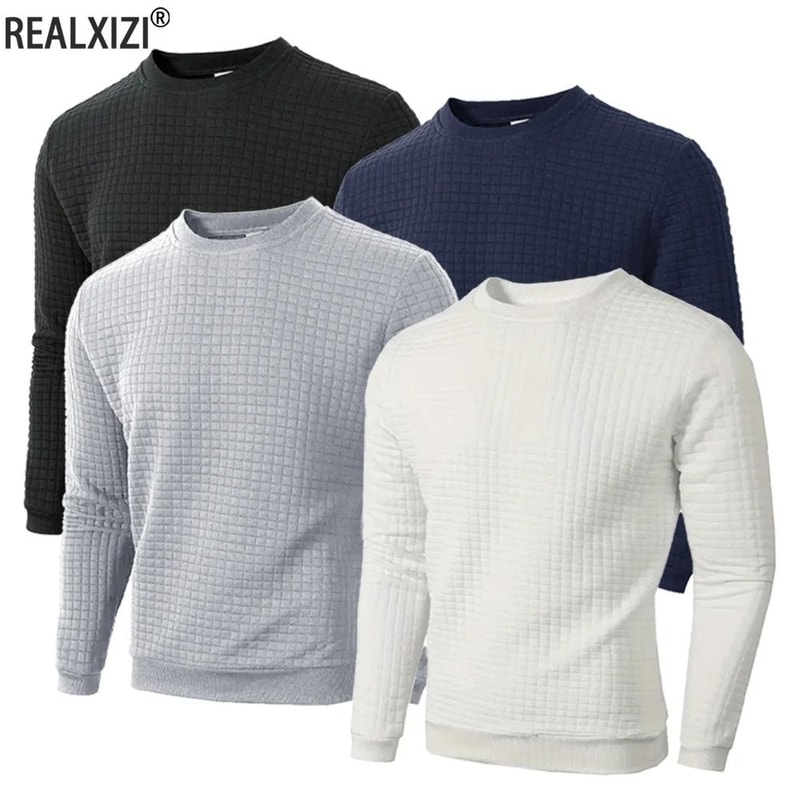 Mens Jacquard Knit Sweater Crew Neck Slim Fit Casual Pullover 0