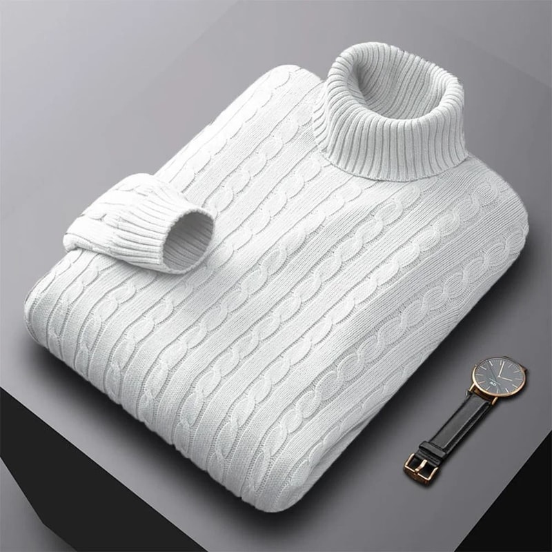 Mens Turtleneck Knit Sweater Warm High Neck Casual Pullover 5